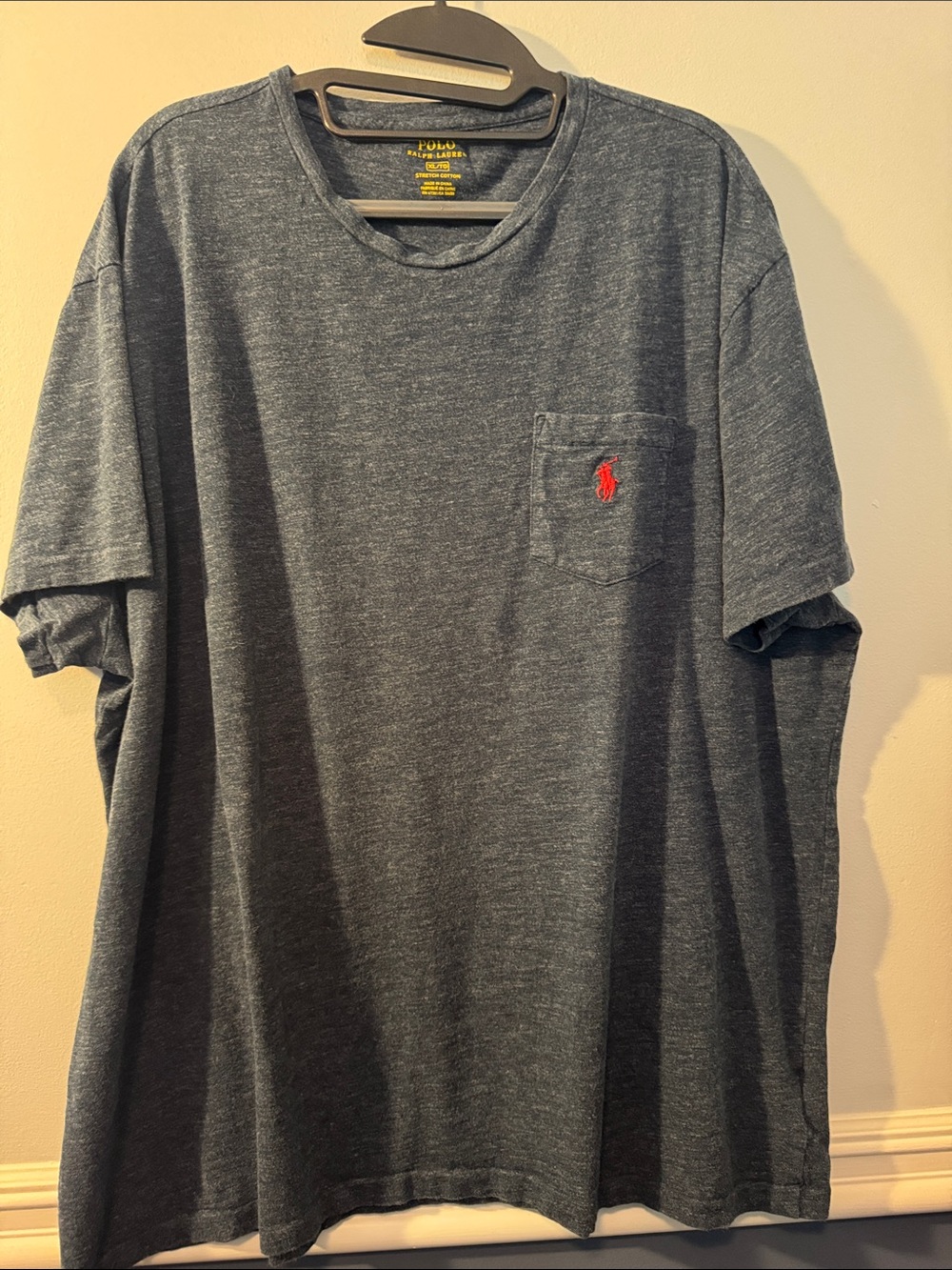 Polo by Ralph Lauren Heather Charcoal Tee with Red Pony Pocket